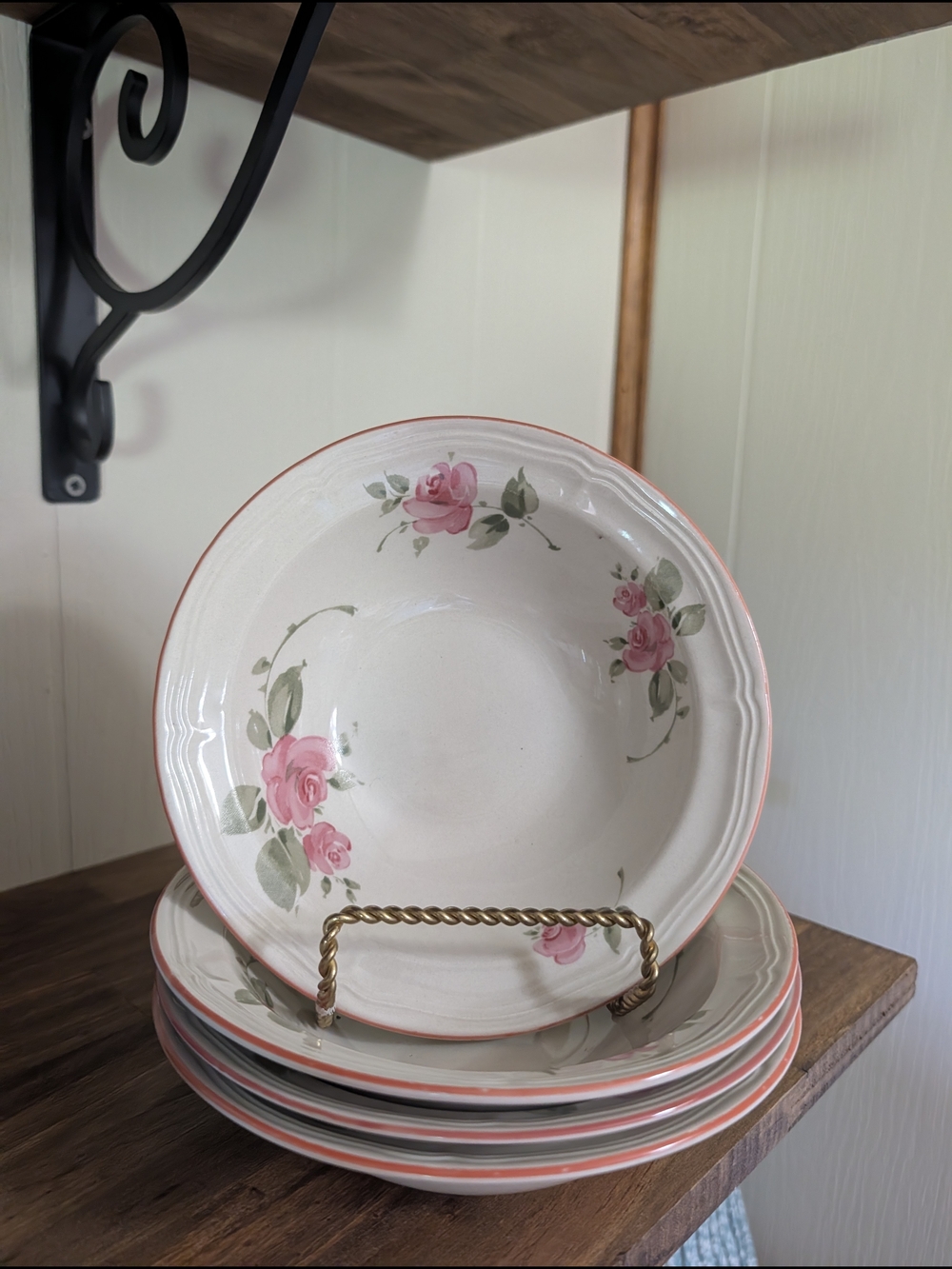 Vintage Floral Pink Rose Ceramic Serving Bowl - Home Dining